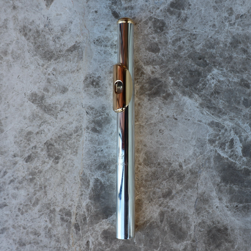 Pre-owned Mancke silver headjoint with 18K lip plate and crown, platinum riser #128